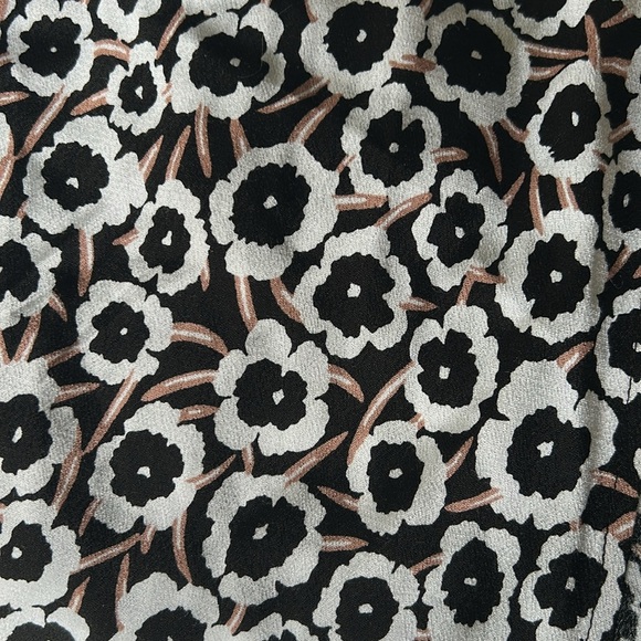 NWT Diane Von Furstenberg Black White Brown Poppy Floral Tie Strap Dress - Picture 6 of 6